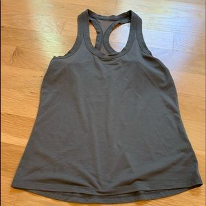 Athleta army gray green topanga tank mesh racer back